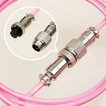 SUEHIODHY 5.9ft Custom Coiled Pilot Cable Type C to USB-A with Detachable Aviation Connector for Mechanical Gaming Keyboard