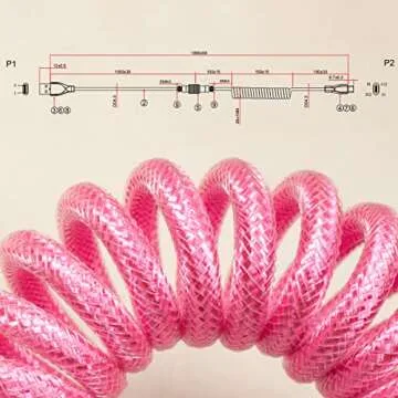 SUEHIODHY 5.9ft Custom Coiled Pilot Cable Type C to USB-A with Detachable Aviation Connector for Mechanical Gaming Keyboard