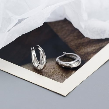 Elegant CZ Star Chunky Small Hoop Earrings for Women