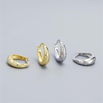 Elegant CZ Star Chunky Small Hoop Earrings for Women