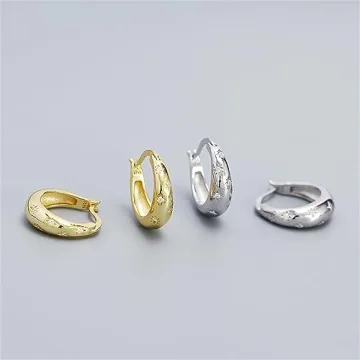 Elegant CZ Star Chunky Small Hoop Earrings for Women