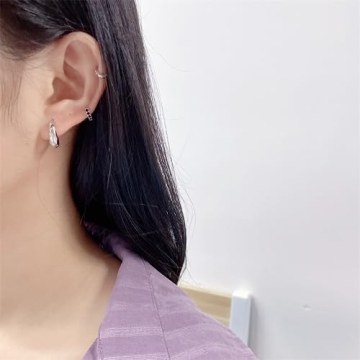 Elegant CZ Star Chunky Small Hoop Earrings for Women