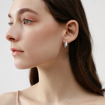 Elegant CZ Star Chunky Small Hoop Earrings for Women