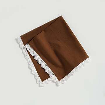 Fingercraft Dinner Napkins Cotton 6 Pack Premium Quality Mitered Corners with Elegant Lace for Every...