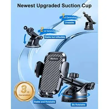 Rorhxia 3-in-1 Phone Mount for Car [2025 Most Stable and Flexible Suction Cup] Vent Dashboard Windsh...