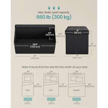 SONGMICS MAZIE 30 Inches Folding Storage Ottoman - Stylish and Functional