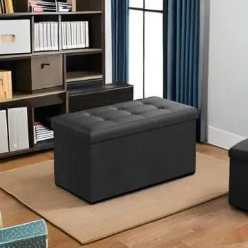 SONGMICS MAZIE 30 Inches Folding Storage Ottoman - Stylish and Functional