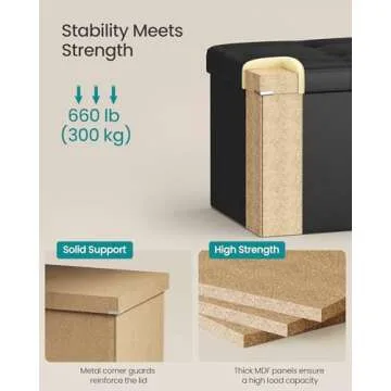 SONGMICS MAZIE 30 Inches Folding Storage Ottoman - Stylish and Functional
