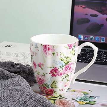 Mailandy 14oz Cute Floral Coffee Mug for Women Gifts