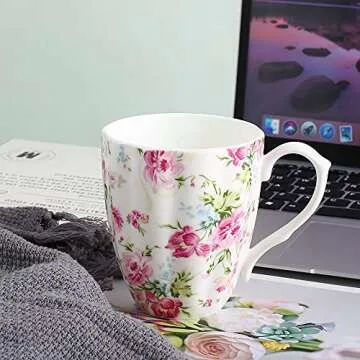 Mailandy 14oz Cute Floral Coffee Mug for Women Gifts