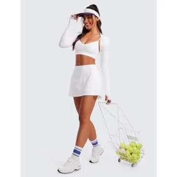 CRZ YOGA Butterluxe V-Neck Sports Bras for Women - Adjustable Thin Straps Padded Yoga Top Basic Wireless Camisole White Small