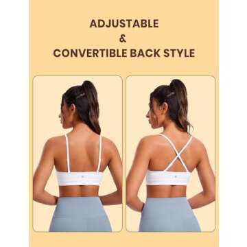 CRZ YOGA Butterluxe V-Neck Sports Bras for Women - Adjustable Thin Straps Padded Yoga Top Basic Wireless Camisole White Small