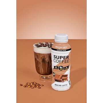 SUPER COFFEE, Keto Protein Coffee (0g Added Sugar, 10g Protein, 70 Calories) [Mocha] 12 Fl Oz, 12 Pack | Iced Smart Coffee Drinks