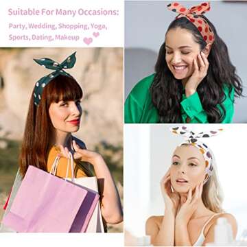 ONEYE Wire Headbands for Women - Dot Twist Bow, Bunny Ears Headband, Fashion Wire Headwraps for Hair Bands, Holders & Accessories for Workout, Yoga, Running - Pack of 8