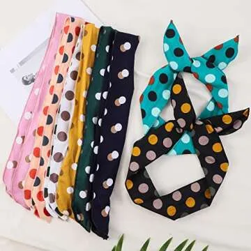 ONEYE Wire Headbands for Women - Dot Twist Bow, Bunny Ears Headband, Fashion Wire Headwraps for Hair Bands, Holders & Accessories for Workout, Yoga, Running - Pack of 8