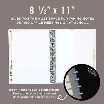 Happy Planner Disc-Bound Daily Notebook for Work, School, or Journaling, Big Size, Moody Blooms Theme, 27.94 Centimetres x 21.59 Centimetres, 60 Sheets of Dot-Lined Paper