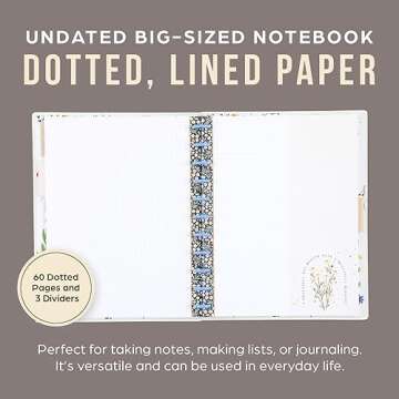 Happy Planner Disc-Bound Daily Notebook for Work, School, or Journaling, Big Size, Moody Blooms Theme, 27.94 Centimetres x 21.59 Centimetres, 60 Sheets of Dot-Lined Paper
