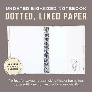 Happy Planner Disc-Bound Daily Notebook for Work, School, or Journaling, Big Size, Moody Blooms Theme, 27.94 Centimetres x 21.59 Centimetres, 60 Sheets of Dot-Lined Paper