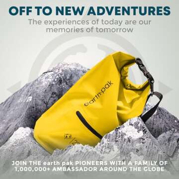 Earth Pak Waterproof Dry Bag with Zippered Pocket - Waterproof Dry Bag Backpack Keeps Gear Dry for Boating, Camping, Fishing, Beach Drybag, Kayak Accessories - Dry Bags Waterproof with Phone Case 20L