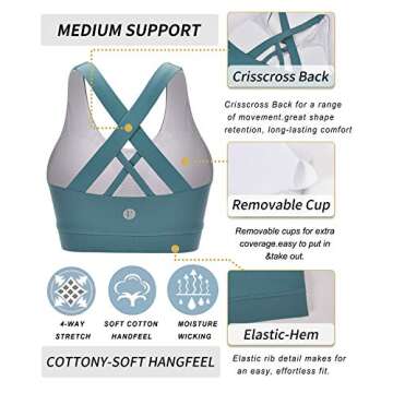 RUNNING GIRL Sports Bra for Women, Criss-Cross Back Padded Strappy Sports Bras Medium Support Yoga Bra with Removable Cups