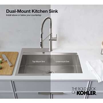KOHLER K-80084-1PC-NA Task Kitchen Sink, 33"