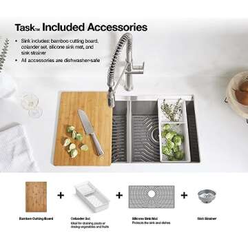 KOHLER K-80084-1PC-NA Task Kitchen Sink, 33"