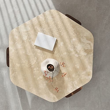 Marble Top Coffee Table,Marble Coffee Tables for Living Room,Marble Coffee Table Living Room Furniture Creative Polygonal (37.4 * 33.46 * 13.78in)