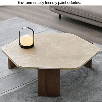 Marble Top Coffee Table,Marble Coffee Tables for Living Room,Marble Coffee Table Living Room Furniture Creative Polygonal (37.4 * 33.46 * 13.78in)