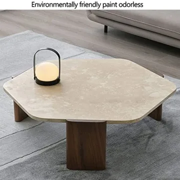 Marble Top Coffee Table,Marble Coffee Tables for Living Room,Marble Coffee Table Living Room Furniture Creative Polygonal (37.4 * 33.46 * 13.78in)