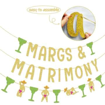 Margs & Matrimony Bachelorette Party Banner Garland for Margarita Bachelorette Party Mexican Fiesta ...