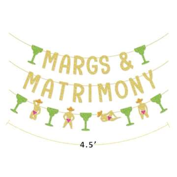 Margs & Matrimony Bachelorette Party Banner Garland for Margarita Bachelorette Party Mexican Fiesta Bachelorette Party Decorations