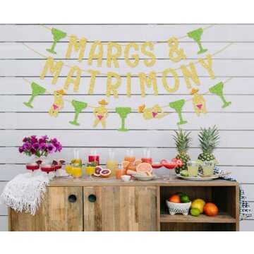 Margs & Matrimony Bachelorette Party Banner Garland for Margarita Bachelorette Party Mexican Fiesta Bachelorette Party Decorations