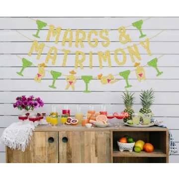 Margs & Matrimony Bachelorette Party Banner Garland for Margarita Bachelorette Party Mexican Fiesta Bachelorette Party Decorations