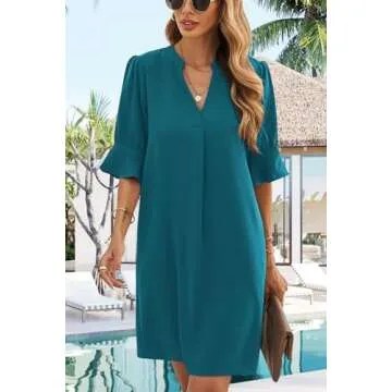 JOCAFIYE Women Summer Dress - V Neck Casual Style
