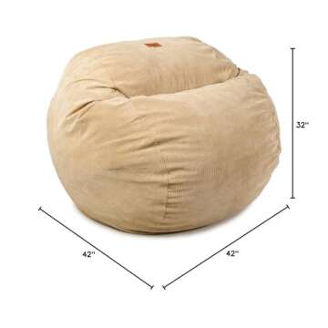 CordaRoy's Convertible Bean Bag Chair - Comfortable Khaki Lounger