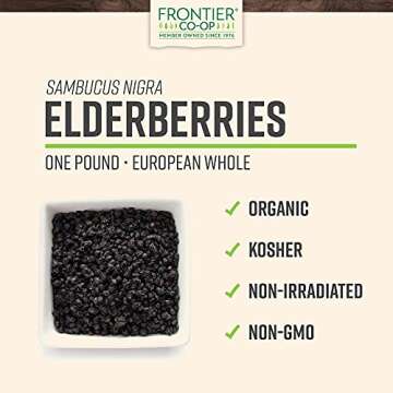 Frontier Co-op Dried Elderberries Organic - Versatile & Healthy 3lb Bag