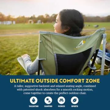 GCI Outdoor Comfort Pro Rocker Camping Chair | Portable Folding Rocking Chair with Durable Armrests & Drink Holder — Royal Blue