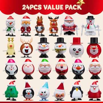 JOYIN 24 Pack Christmas Wind Up Toy Assortments Stocking Stuffers for Christmas Party Favor Supply Accessories (24 Pieces Pack)