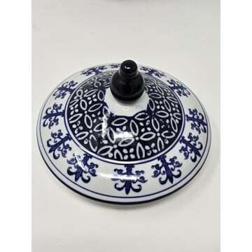 Festcool Blue and White Ceramic Porcelain Pumpkin Shape Ginger Jar Vase, Sugar Canister, Sugar Container, Tea Container, Hand-crafted Jingdezhen, Decor, Gift for Thanksgiving Decoration