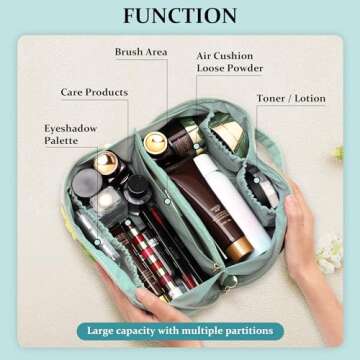 LONEDREAM Preppy Large Capacity Makeup Bag for Travel