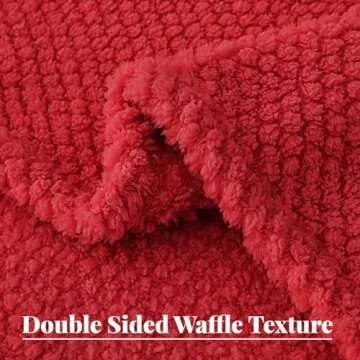 Whale Flotilla Queen Size Fuzzy Fleece Blanket for Bed, 90x90 Inch Fluffy Warm Soft Jacquard Blankets for All Season, Lightweight and Cozy, Red