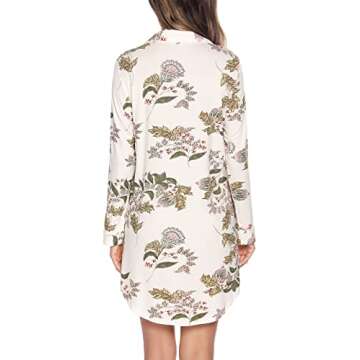 Anjue Women's Nightgown Long Sleeve Sleep Nightshirt Breastfeeding Loungewear Hospital Gown Labor and Delivery