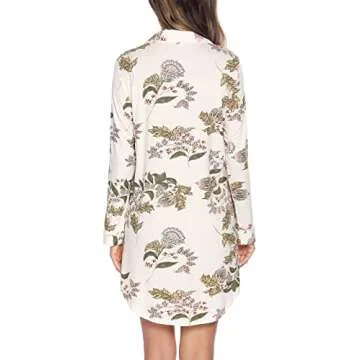 Anjue Women's Nightgown Long Sleeve Sleep Nightshirt Breastfeeding Loungewear Hospital Gown Labor and Delivery