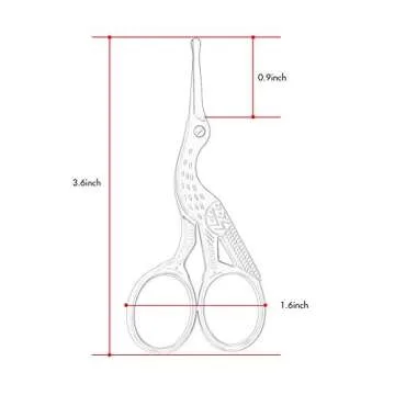 LIVINGO 3.5" Rounded Tip Vintage Stork Scissors - Professional Stainless Steel Beauty Grooming Tool