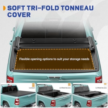 Soft Tri-Fold Truck Bed Cover for Dodge Ram 1500 2009-2025