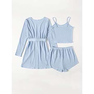 SOLY HUX Women's 3-Piece Lounge Set – Comfortable Sleepwear in Light Blue