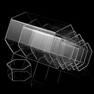 Jetec Hexagonal Jewelry Display Risers Hexagonal Market Display Risers Stands Acrylic Showcase Acryl...