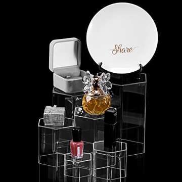 Jetec Hexagonal Jewelry Display Risers Hexagonal Market Display Risers Stands Acrylic Showcase Acrylic Stand for Jewelry Model Figures Decoration, 6 Sizes(Clear,6 Pieces)