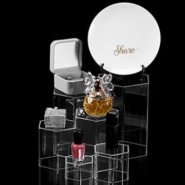 Jetec Hexagonal Jewelry Display Risers Hexagonal Market Display Risers Stands Acrylic Showcase Acrylic Stand for Jewelry Model Figures Decoration, 6 Sizes(Clear,6 Pieces)