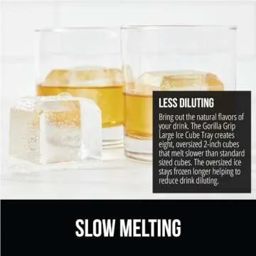 GORILLA GRIP Large Silicone Ice Cube Tray for Freezer, Stackable Lid, Easy Release Mold, 8 Giant Square Cubes, Slow Melt for Whiskey Drinks Iced Coffee, Cocktail Bar Kitchen Essentials, 1 Pack, Mint